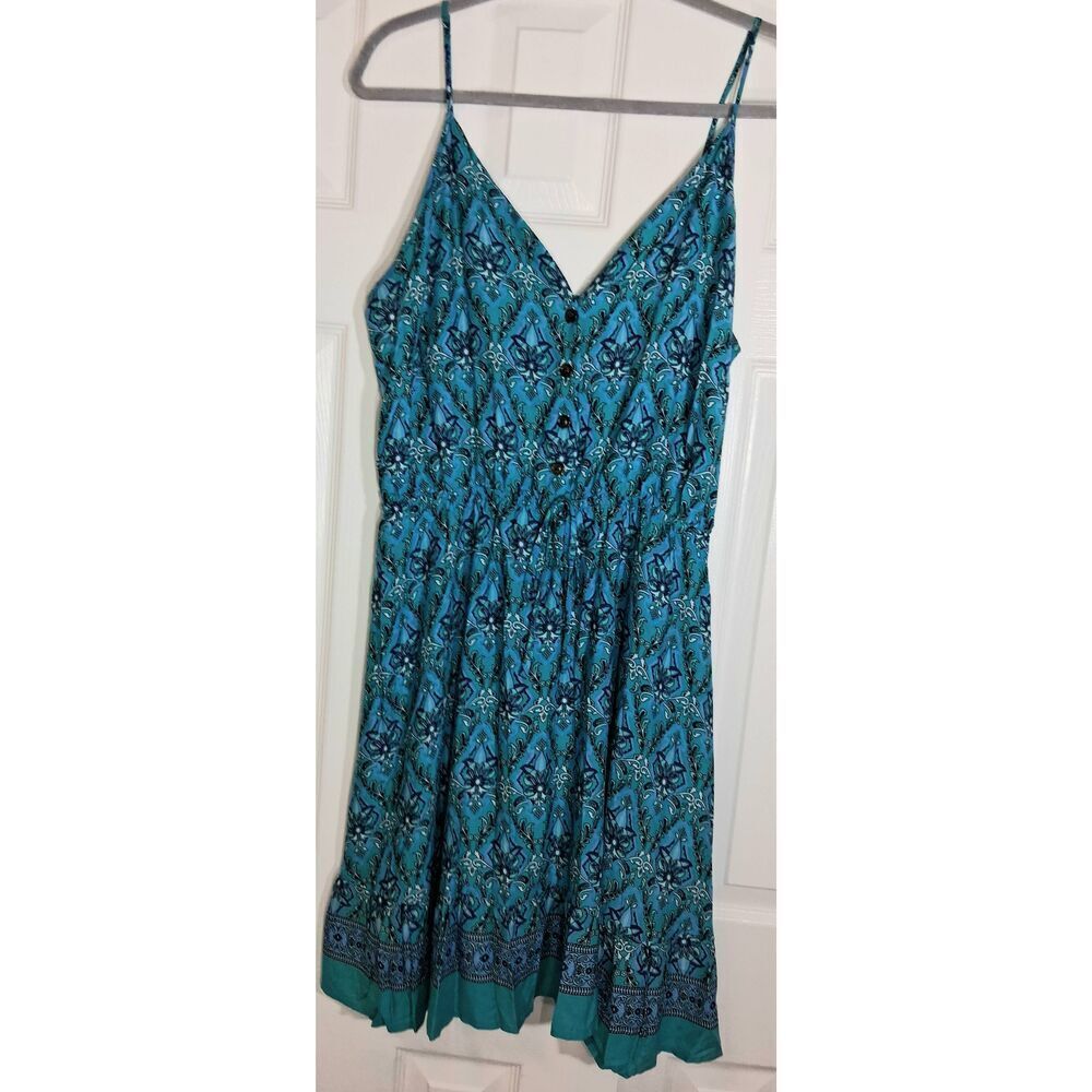 Pretty garden womens large shift dress ocean sky blue boho beach travel sun